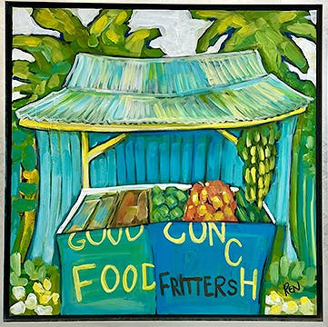 White Dog Art Island Fresh 1 24x24 Framed WDOG 7002